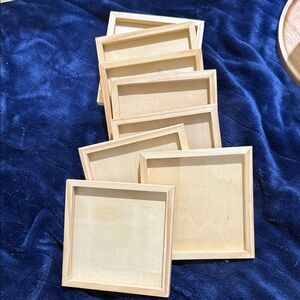 Unfinished Wooden Square Trays - Natural Light Wood